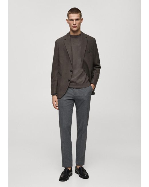 Mango Natural Slim-Fit Cotton Trousers Light Heather for men