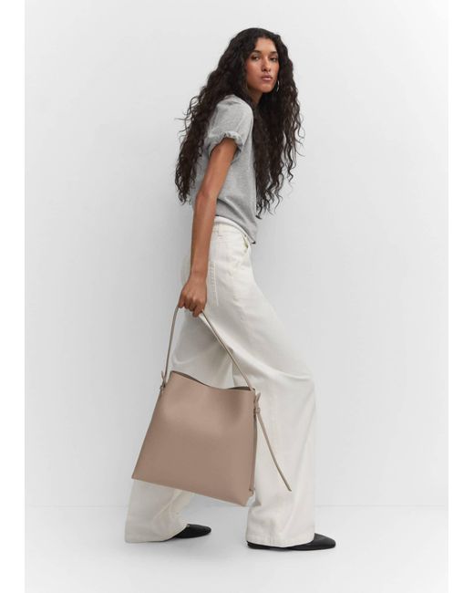 Mango Brown Shopper Bag With Buckle Light/pastel