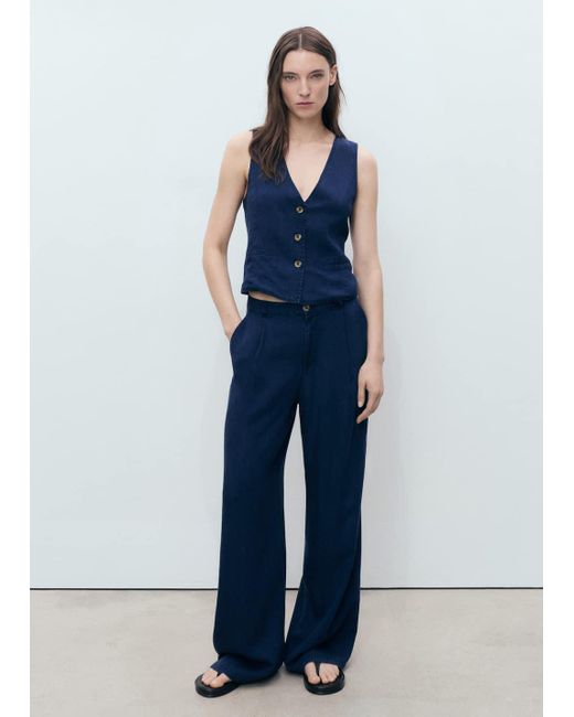 Mango Blue Denim-Effect Lyocell Waistcoat