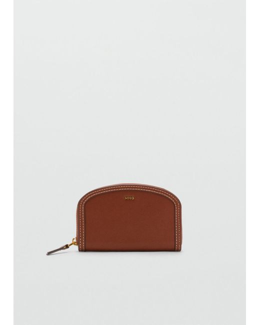 Mango Brown Oval-Effect Wallet