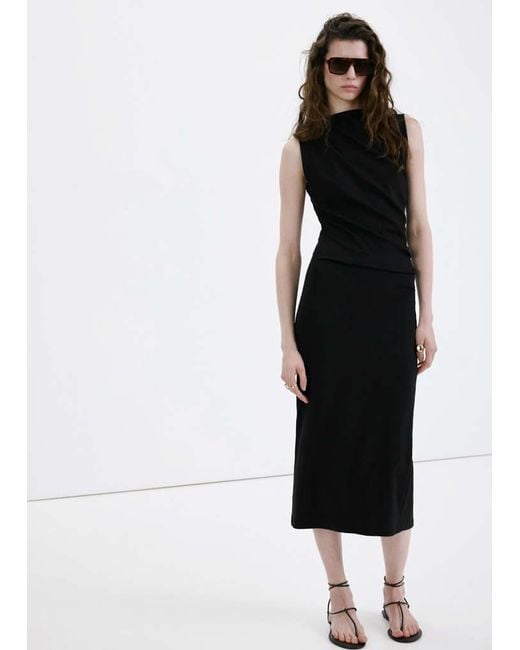Mango Black Long Draped Dress