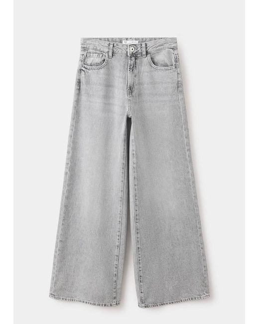MANGO TEEN Gray Low-Waist Wide-Leg Jeans