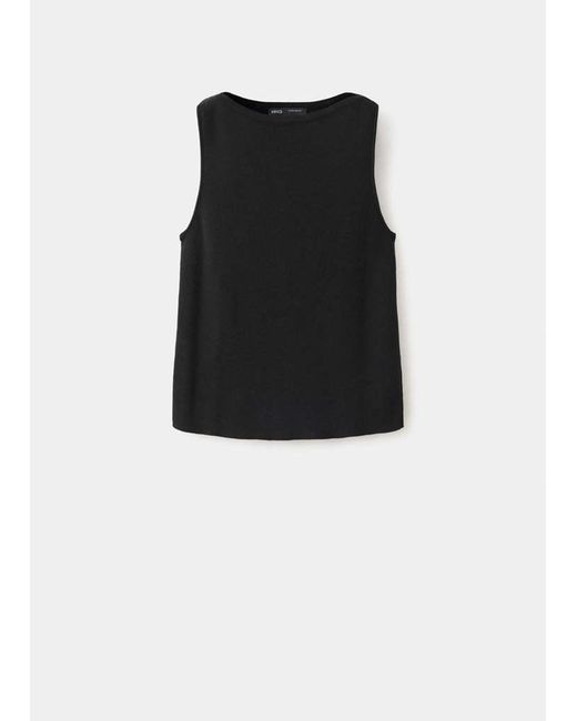 Mango Black Fine Knit Boat Neck Top
