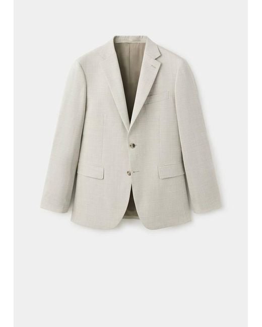 Mango White Turin 100% Wool Suit Jacket for men