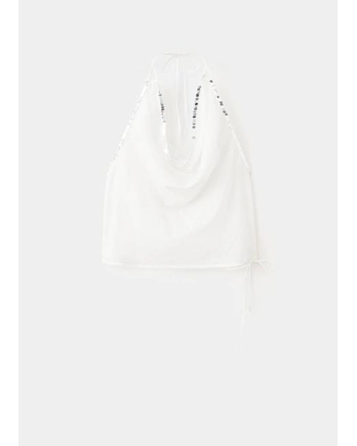 Mango Brown Draped Sequin Neck Top