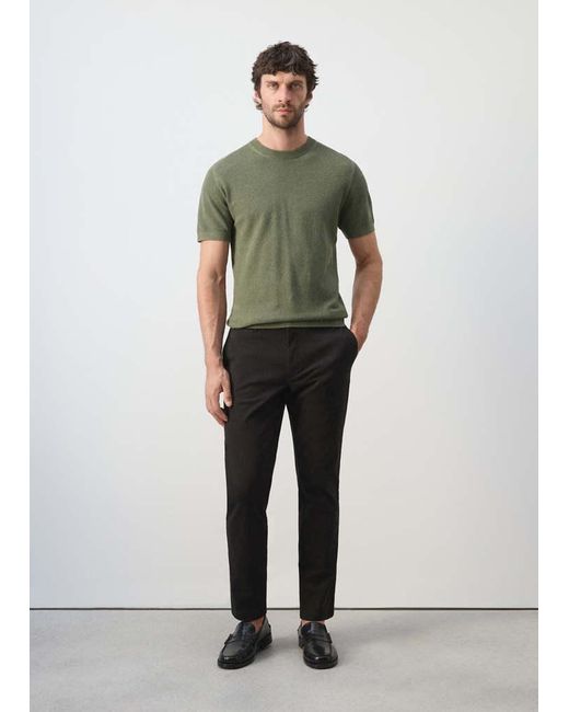 Mango Green Prato Cropped Tapered Chino Trousers for men