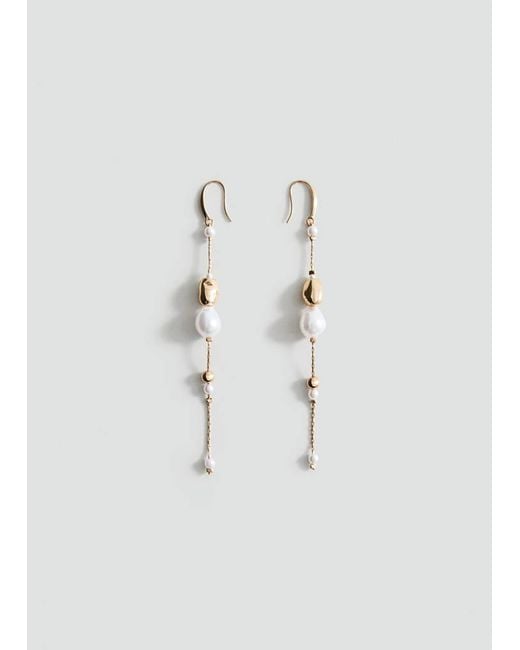 Mango White Combined Pearl Drop Earrings