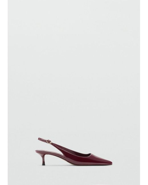 Mango Gray Kitten-Heel Patent Leather Shoes