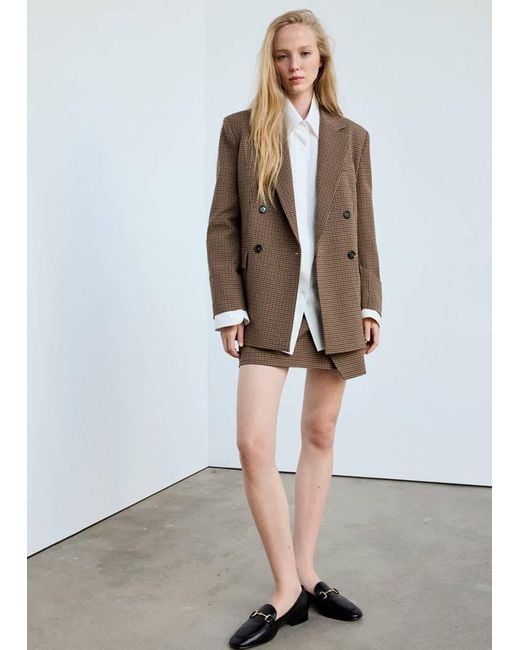Mango Gray Houndstooth Jacket With Lapels