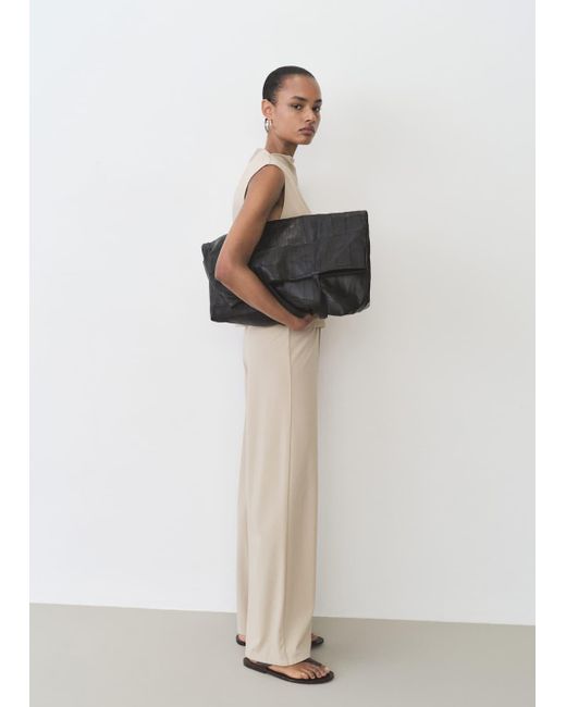 Mango White Wideleg Trousers With Elastic Waist