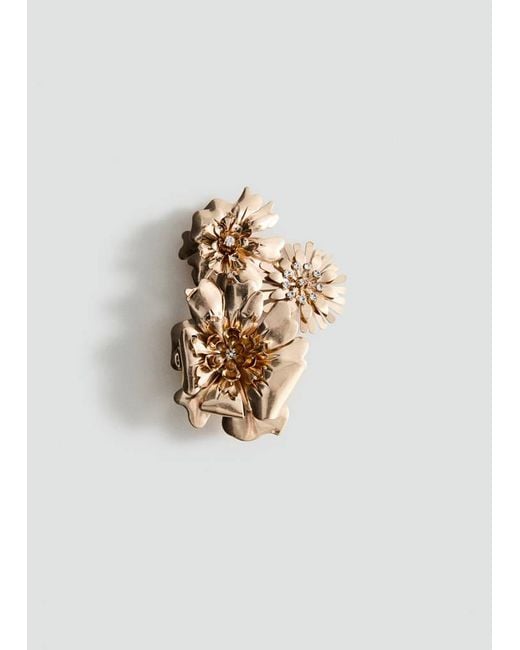 Mango White Floral Brooch With Crystal Details