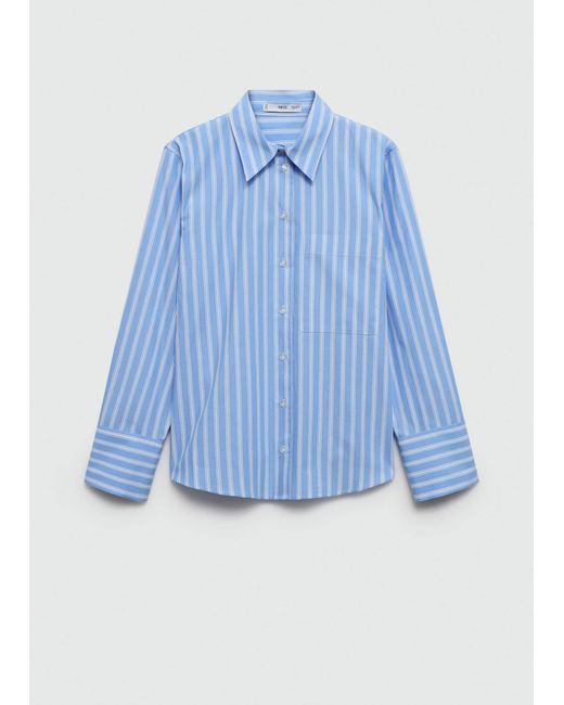 Mango Blue 100% Cotton Striped Shirt Sky