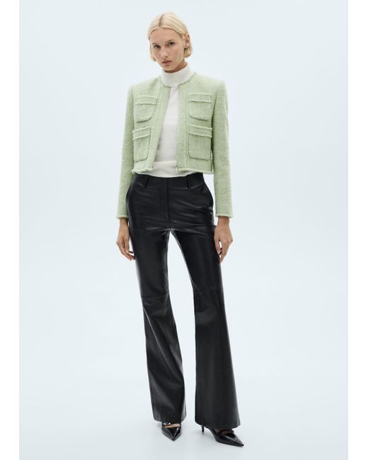 Mango White Tweed Jacket With Zip