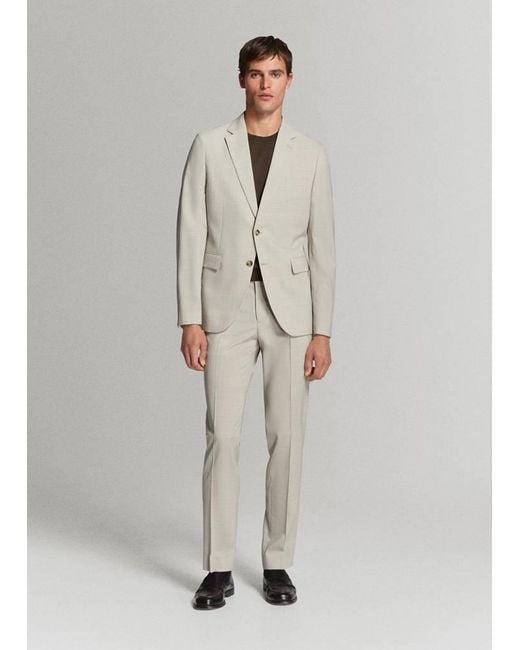 Mango White Turin 100% Wool Suit Trousers for men