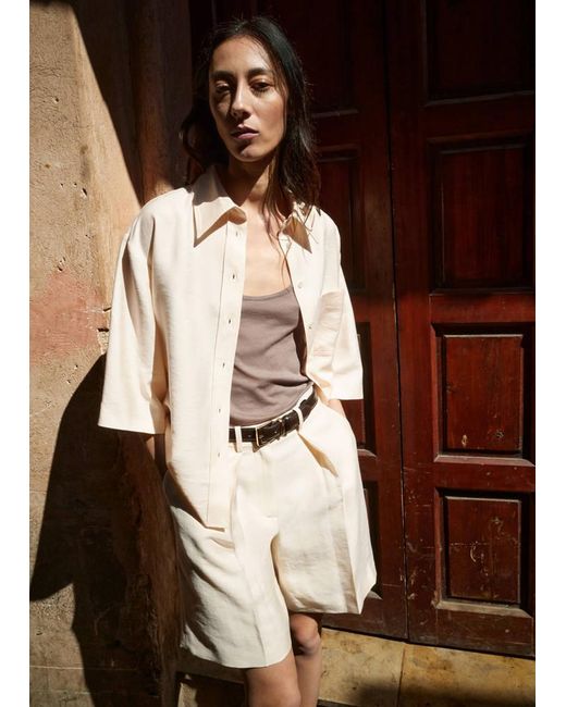 Mango Brown Lyocell Overshirt With Pocket
