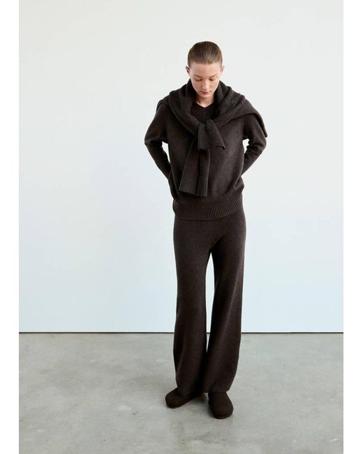 Mango Black Jersey Pyjama Jumper With V-Neck