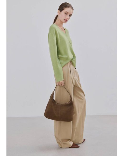 Mango Green V-Neck Knit Sweater