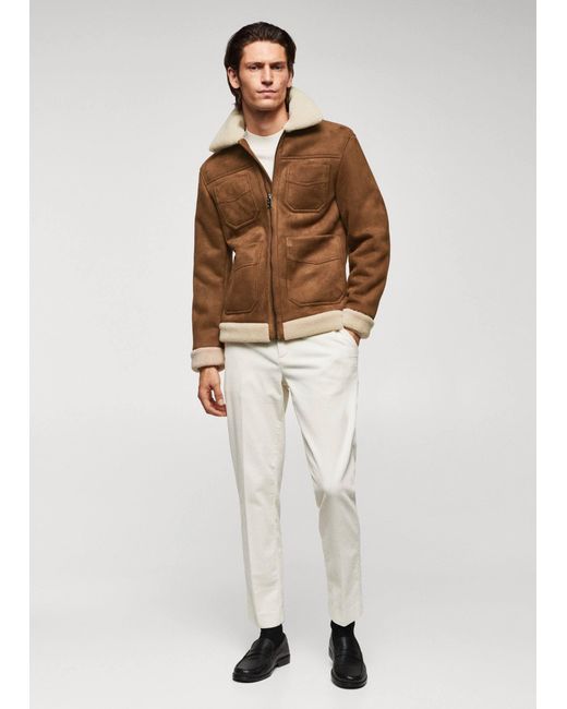 Mango White Faux Shearling-lined Jacket for men