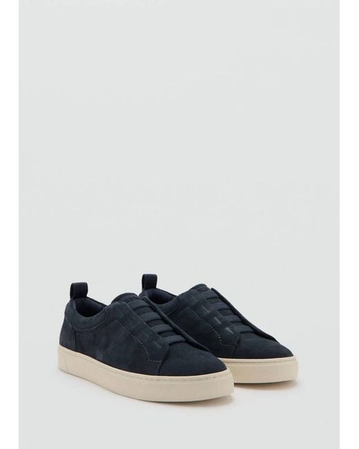 Mango Blue Suede Leather Trainer With Vibram Sole for men