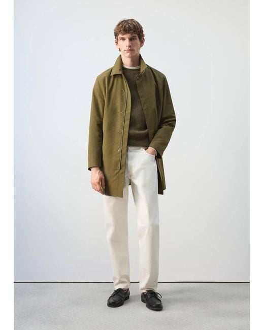 Mango Green Fine Knit Microstructure Sweater for men
