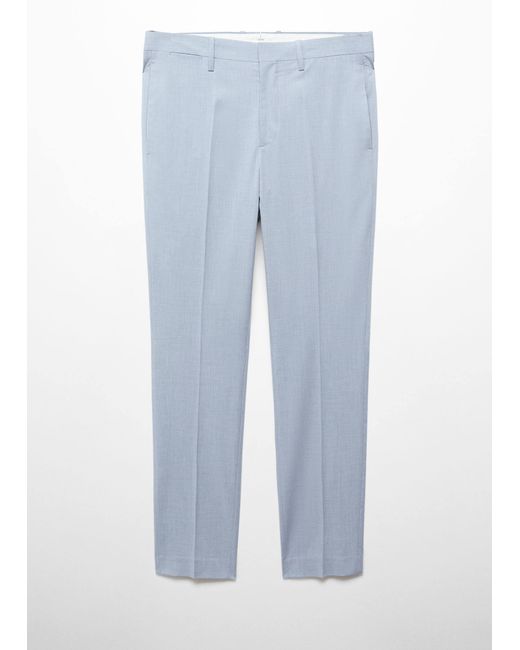 Mango Blue Stretch Fabric Super Slim-fit Suit Trousers Sky for men