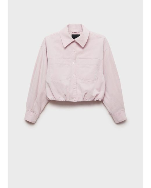 Mango Gray Gathered Denim Jacket