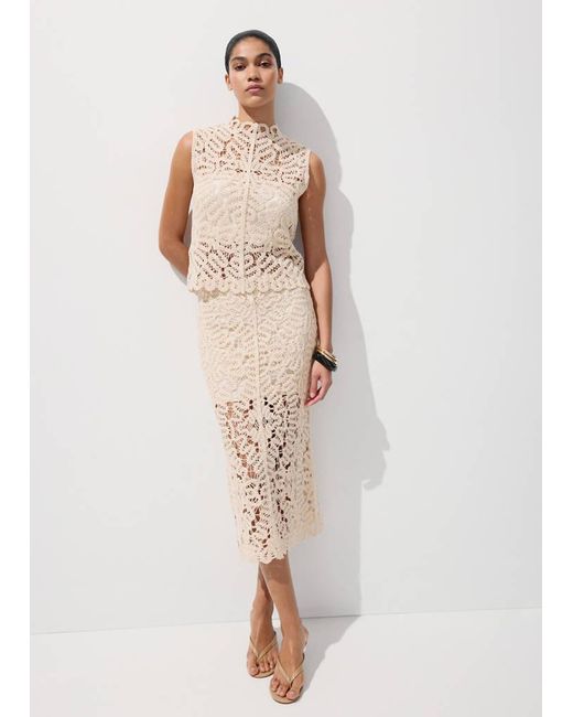 Mango Natural Openwork Knitted Skirt