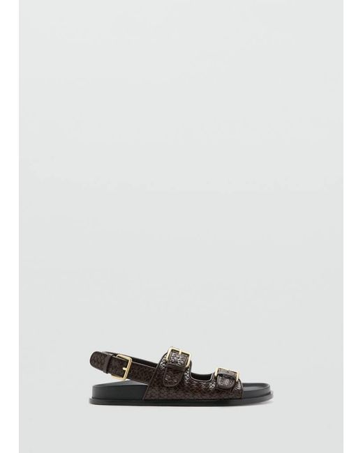 Mango Brown Braided Buckle Sandal