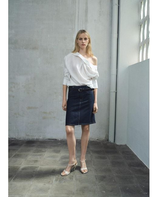 Mango Gray Midi-Rock Aus Jeans