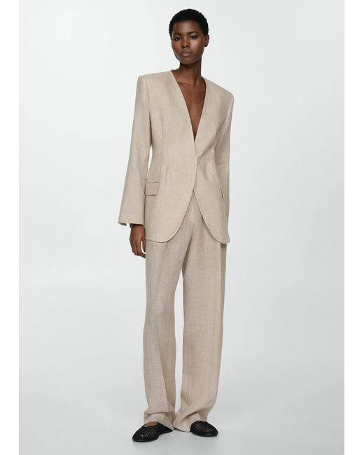 Mango Natural Blazer Suit 100% Linen