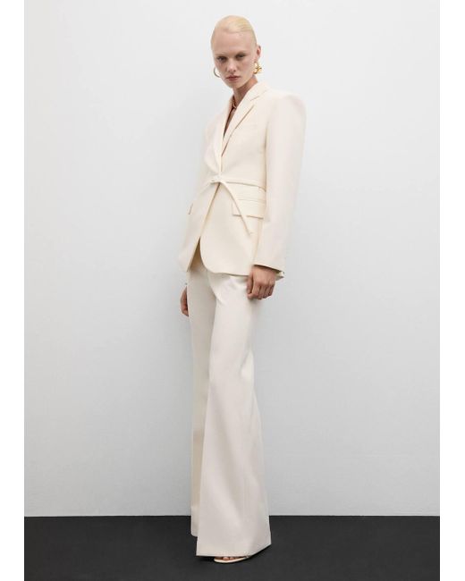 Mango White Suit Jacket With Belt