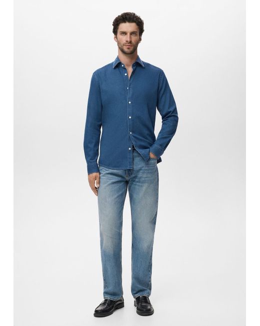 Mango Chambray-Hemd Aus 100 Baumwolle in Blue für Herren