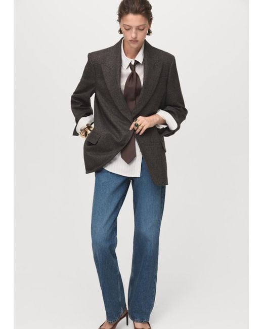 Mango Blue Wool Suit Jacket