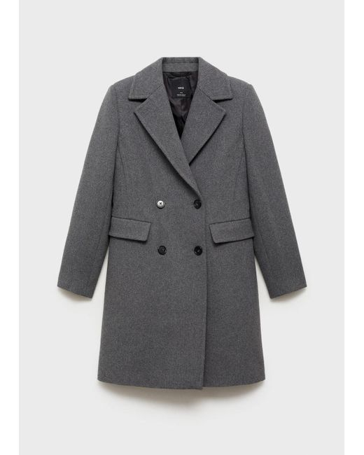 Mango Blue Double-Breasted Wool Midi Coat