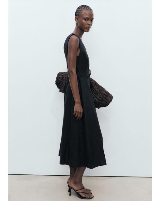 veronica beard linen dress Veronica Beard Roxanne Stretch-Linen Shirtdress | Black main image 1