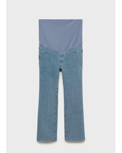 Mango Blue Maternity Flared Cropped Jeans