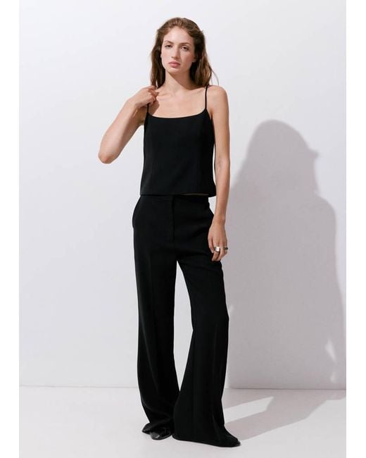 Mango Black Plain Strapless Top