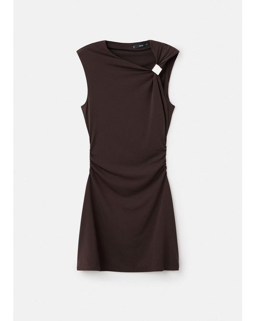 Mango White Fine-Knit Dress With Metallic Detail