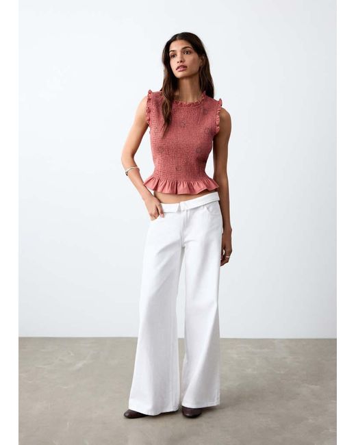 MANGO TEEN White Frilly Ruffled Top