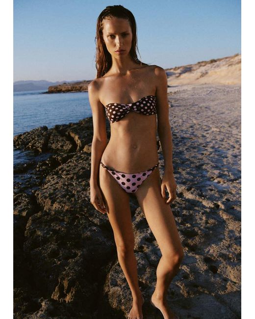 Mango Black Bandeau Bikini Top With Polka Dots
