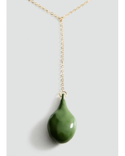 Mango Green Enamel Detail Lariat Necklace