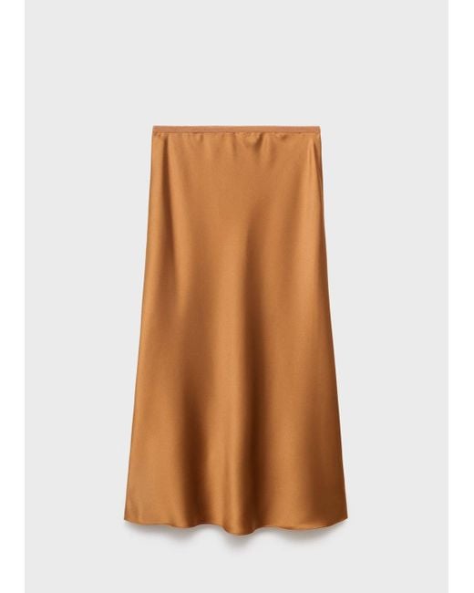 Mango White Midi Satin Skirt