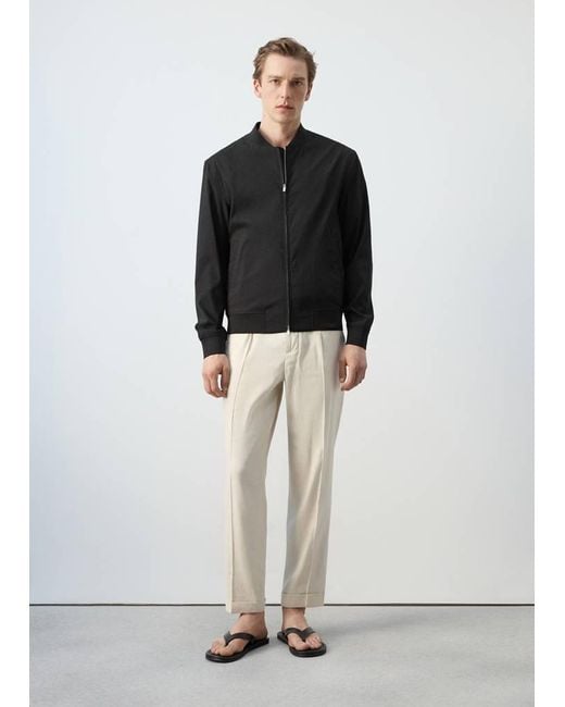 Mango Black Straight Lyocell Bomber for men