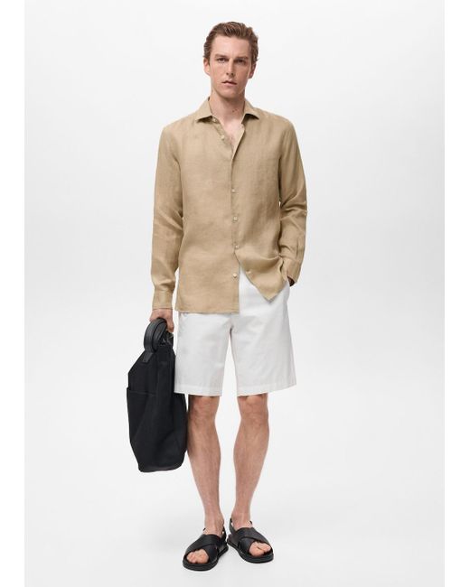 Mango Slim-Fit-Hemd Aus 100% Leinen in Natural für Herren