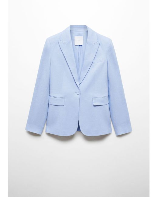 Mango Blue Blazer Suit 100% Linen Sky