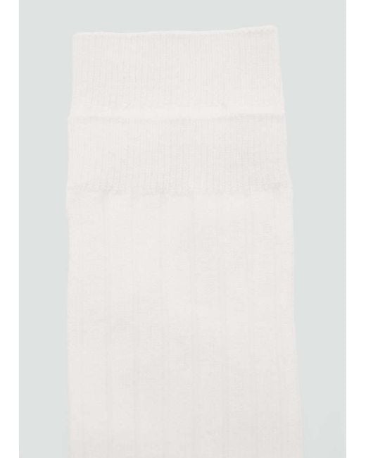Mango White Ribbed Wool Blend Socks