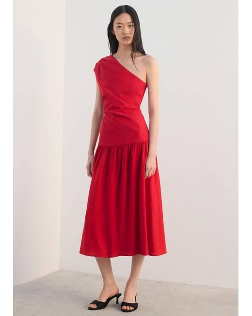 pleated midi dress mango Mango Petite Premium Linen Structured Pleated Bandeau Tailored Midi Pencil Dress
