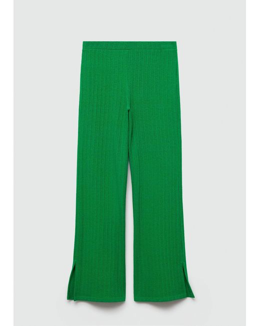 Mango Green Straight Crochet Trousers