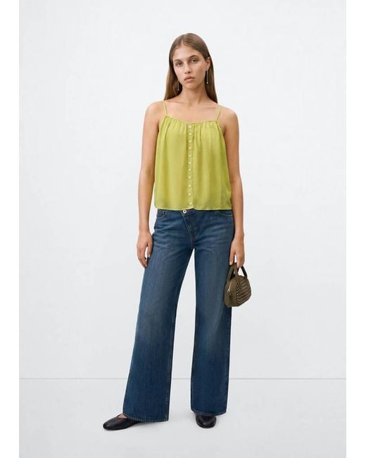MANGO TEEN Yellow Sleeveless Top With Decorative Buttons