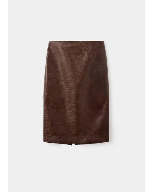 Mango Natural Croc-Effect Midi-Skirt
